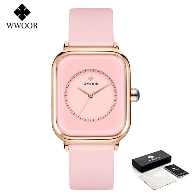 Luxury Brand Watches For Women Fashion Square Purple Ladies Quartz Wristwatch Waterproof Silicone Band Relogio Feminino