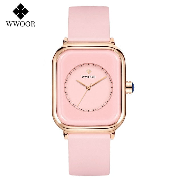 Luxury Brand Watches For Women Fashion Square Purple Ladies Quartz Wristwatch Waterproof Silicone Band Relogio Feminino Pink