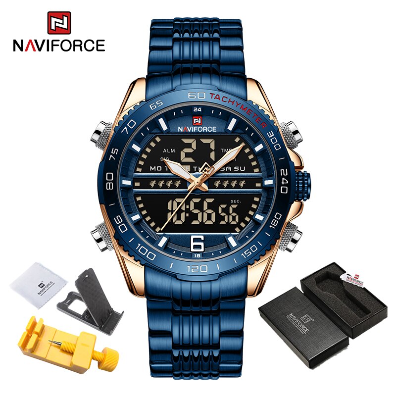 Sport Men Wrist Watch Digital Waterproof Quartz Chronograph Stainless Steel Clock Male Relogio Masculino RGBEBE-BOX, China