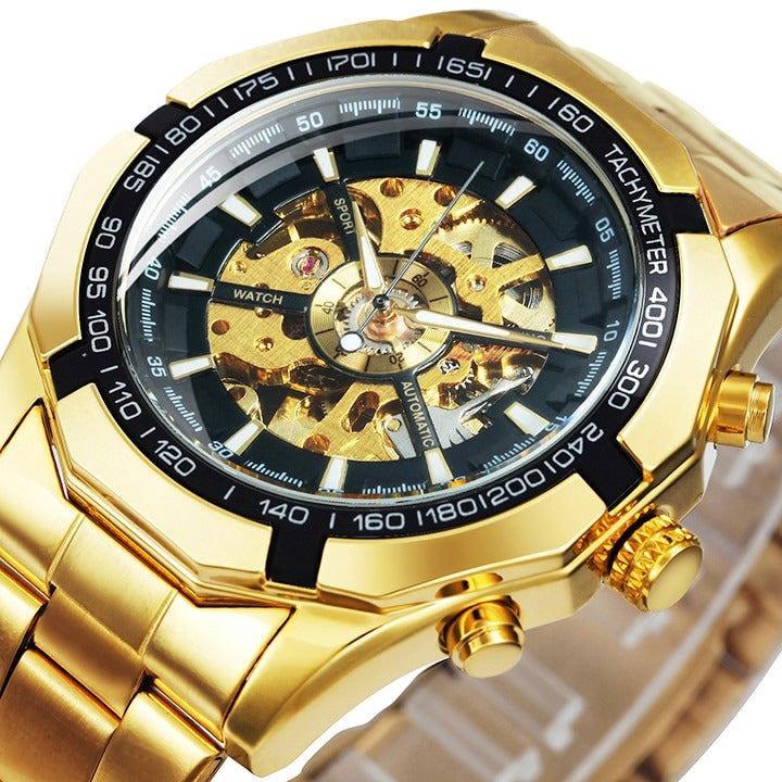 New Men Skeleton Mechanical Watch Automatic Winner Gold Skeleton Vintage Men Watches Top Brand Luxury