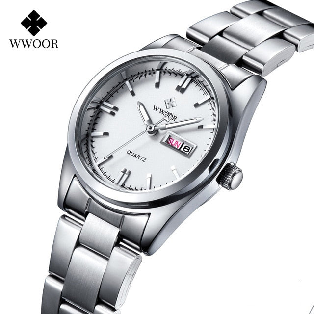 Ladies Watches Waterproof Quartz Silver Clock Women Automatic Date Dress Wrist Watch Reloj Mujer