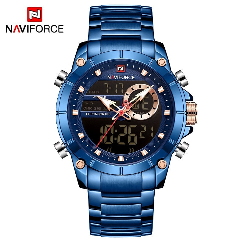 Casual Quartz Watch Men Stainless Steel Men Army Military Led Clock Male Waterproof Watches