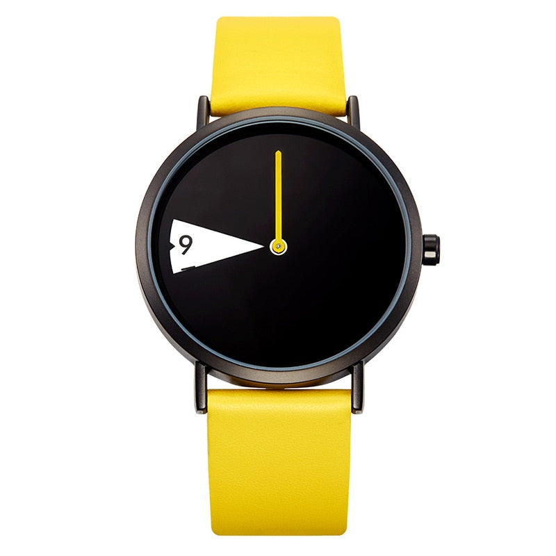 Women Watch Creative Wristwatch Ladies Watch Rotate Yellow Leather Band Wristwatches Clock Montres Femme yellow, China