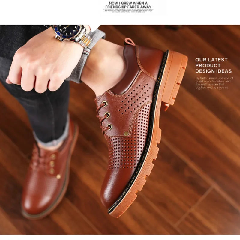 Genuine Leather Men Casual Shoes Winter Plus Velvet Man Footwear Brown Male Boots For Men Designer Shoes Formal Oxford