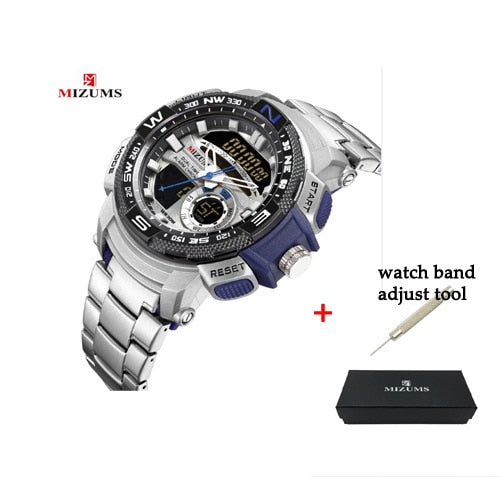 30m Waterproof Mens Sports Watches Luxury Brand Quartz Watch Men Gold Steel Digital Male Clock Cool Military Relogio Masculino