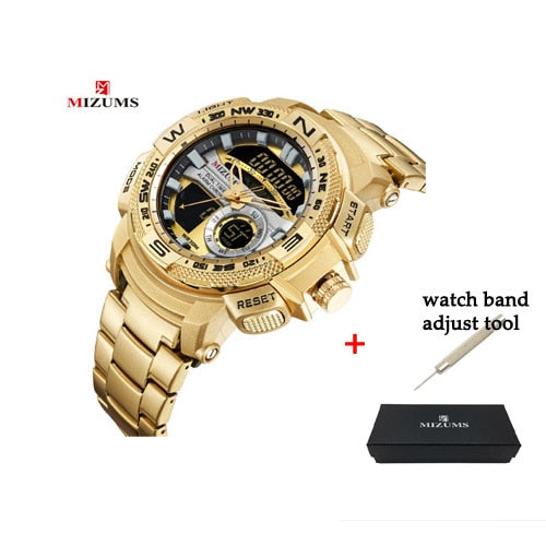 30m Waterproof Mens Sports Watches Luxury Brand Quartz Watch Men Gold Steel Digital Male Clock Cool Military Relogio Masculino