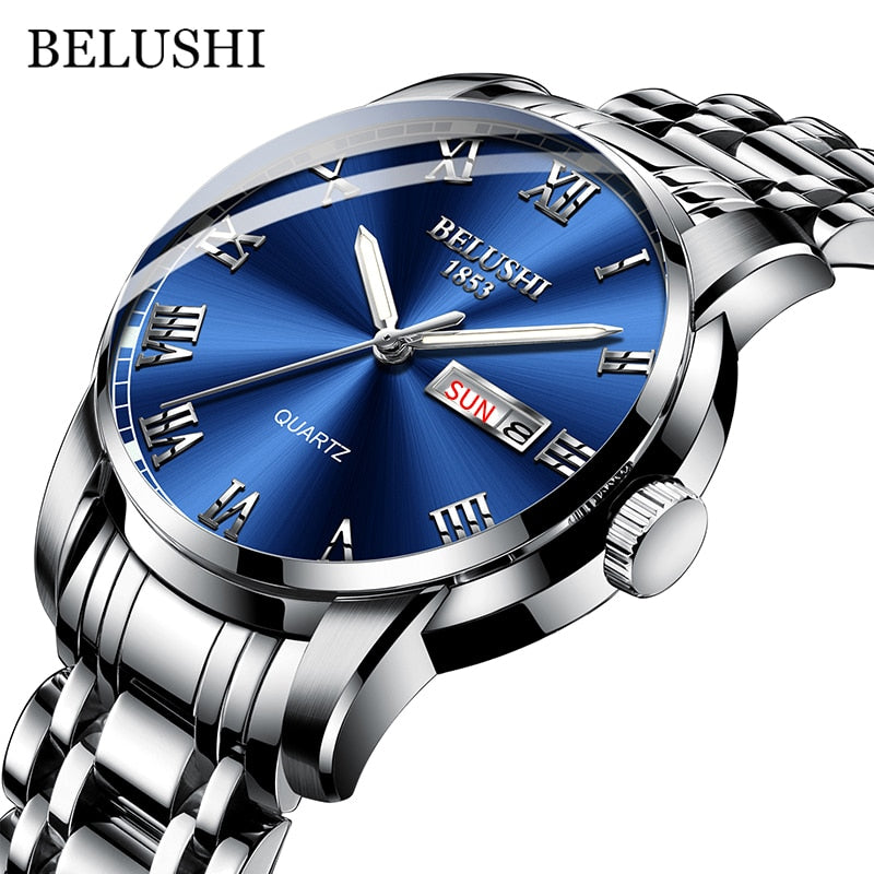 New Men Stainless Steel Business Date Clock Waterproof Luminous Watches Mens Luxury Sport Quartz Wrist Watch