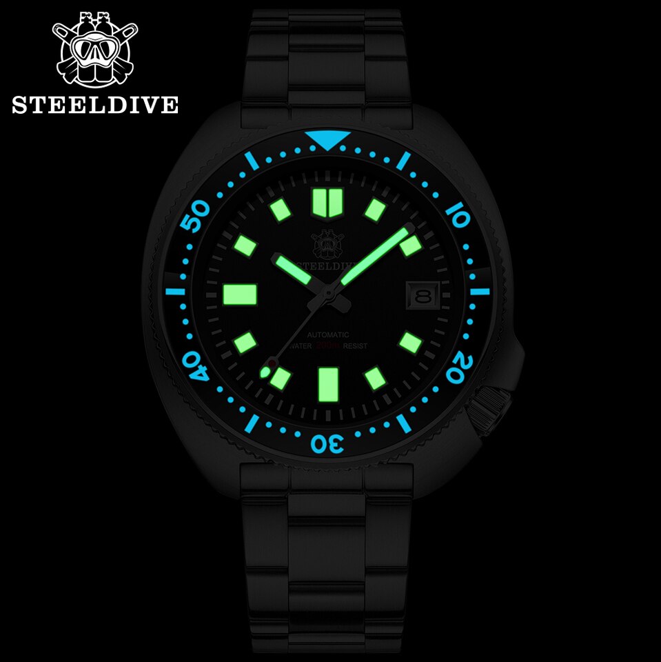 New Men SD1970 SteelDive Mechanical Watch Brand 44MM Men NH35 Dive Watch with Ceramic Bezel Watch