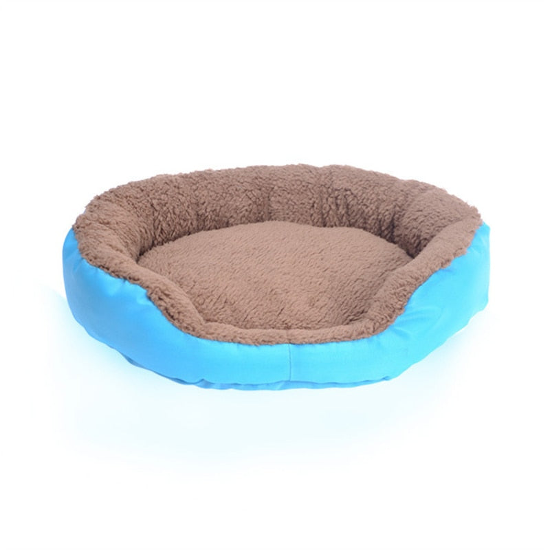 S-3XL Large Pet Cat Dog Bed 13Colors Warm Cozy Dog House Soft Fleece Nest Dog Baskets House Mat Autumn Winter Waterproof Kennel Blue Round, L