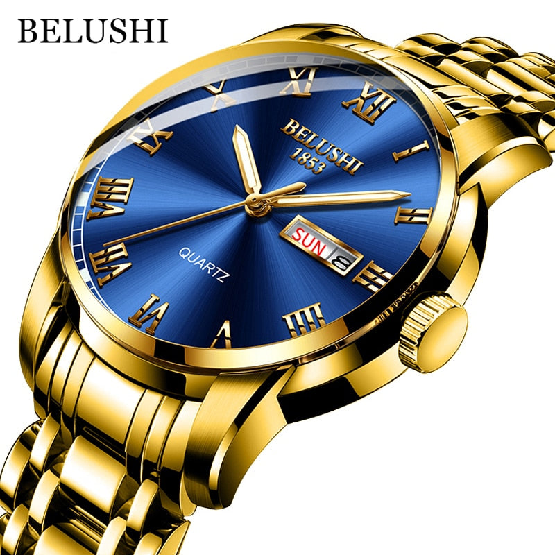 New Men Stainless Steel Business Date Clock Waterproof Luminous Watches Mens Luxury Sport Quartz Wrist Watch