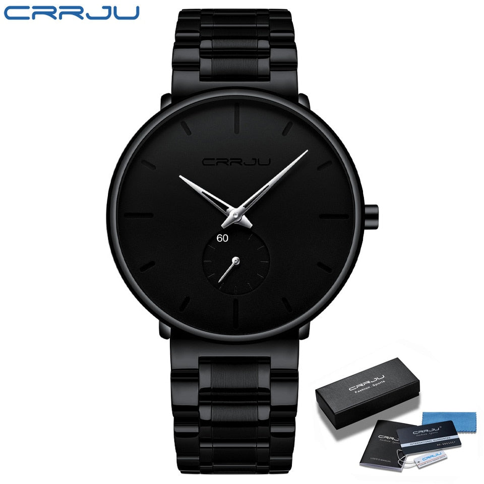 Men Watches Stainless Steel Men Wrist Watch Casual Luxury Waterproof Sport Watch for Men Quartz Watch Relogio Masculino black silver BOX