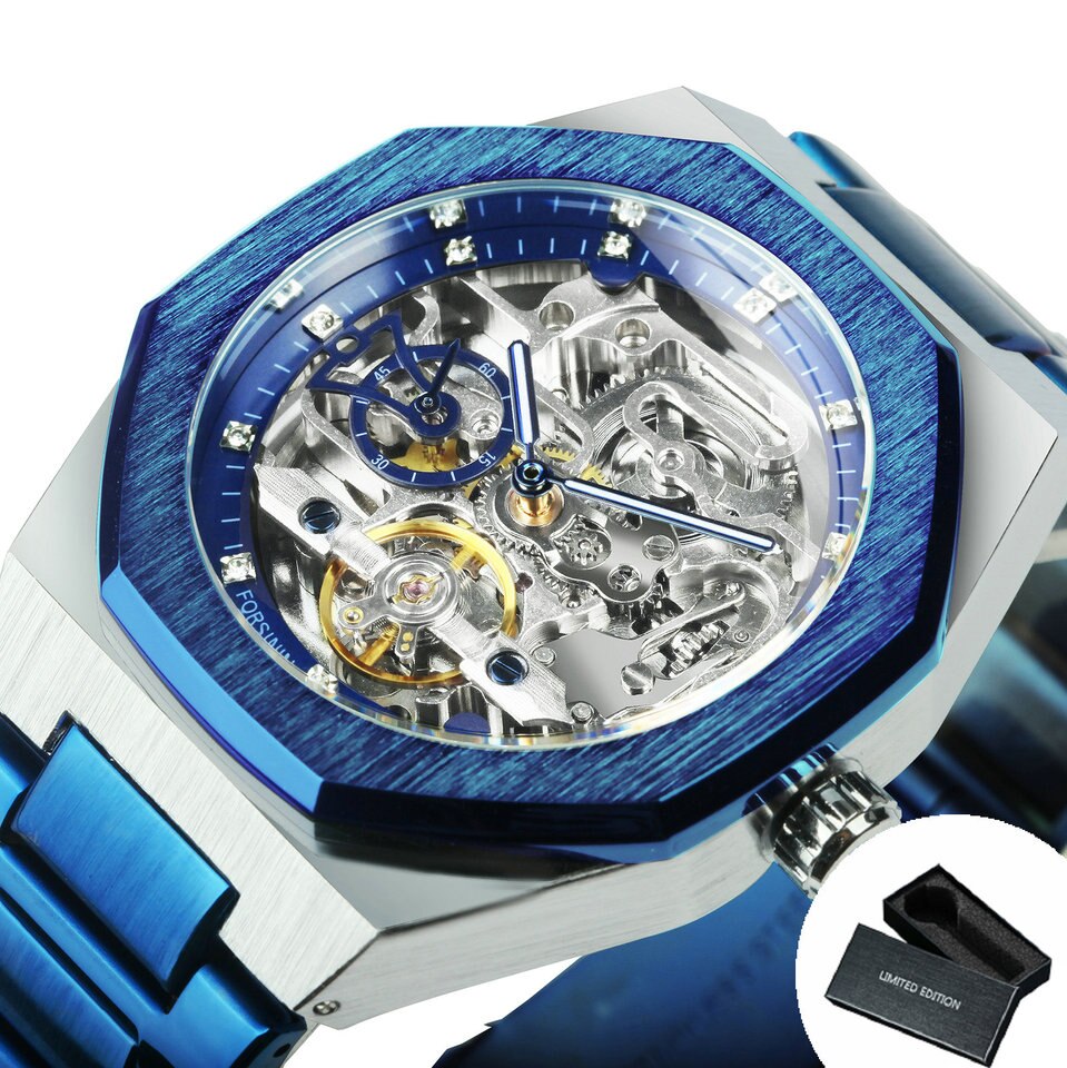 New Men Tourbillion Mechanical Watch for Men Forsining Automatic Steel Strap Skeleton Mens Watches Top Brand Luxury Watch