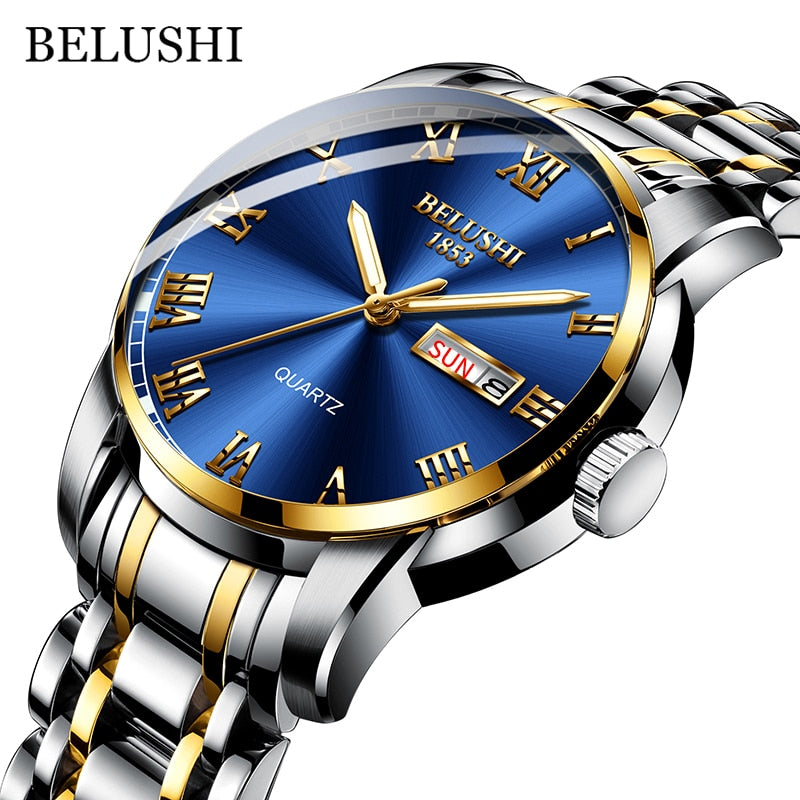 New Men Stainless Steel Business Date Clock Waterproof Luminous Watches Mens Luxury Sport Quartz Wrist Watch