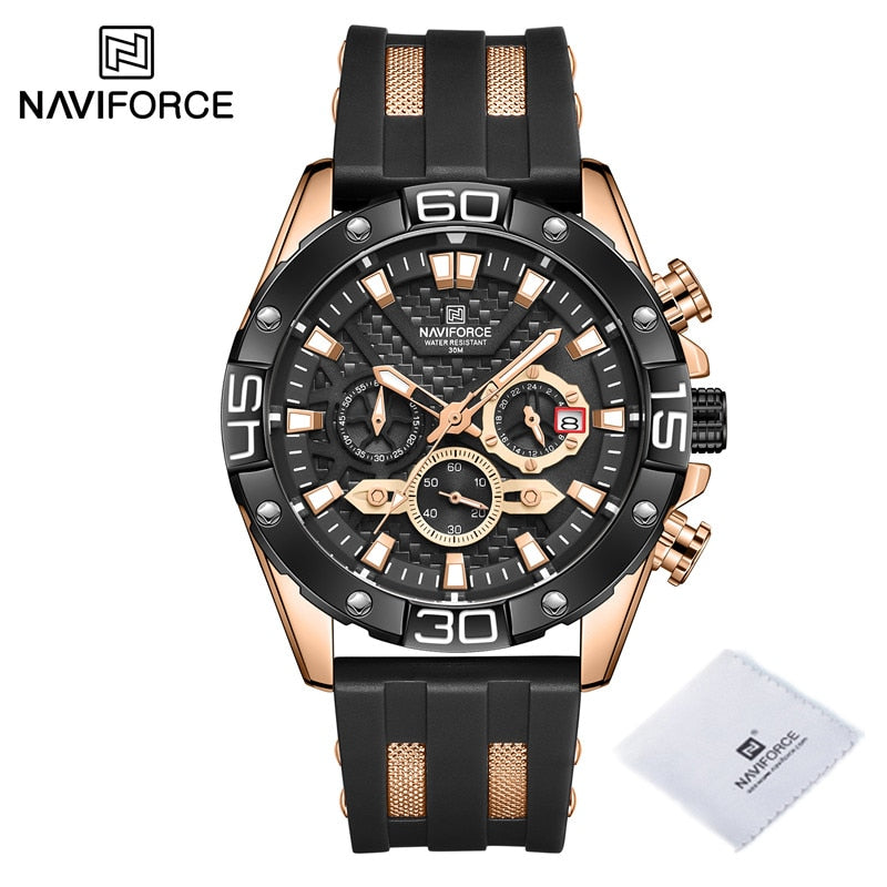 New Luxury Watches for Men Fashion Silicone Strap Military Waterproof Sport Chronograph Quartz WristWatch Clock With Date