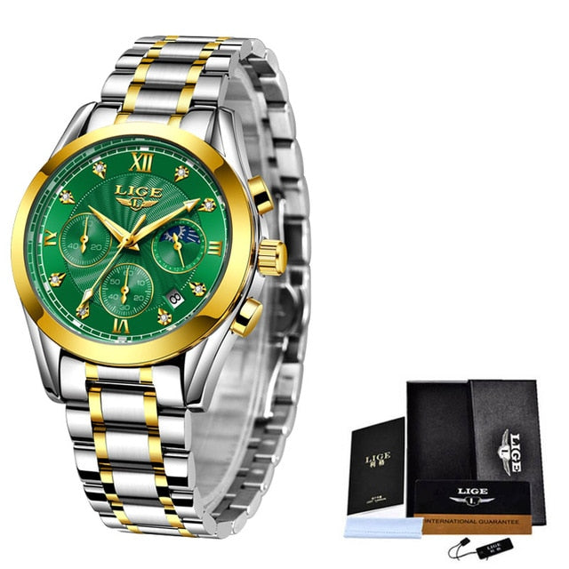 Women Watches Ladies Creative Steel Women Bracelet Watches Female Waterproof Clocks Relogio Feminino Gold green S, China