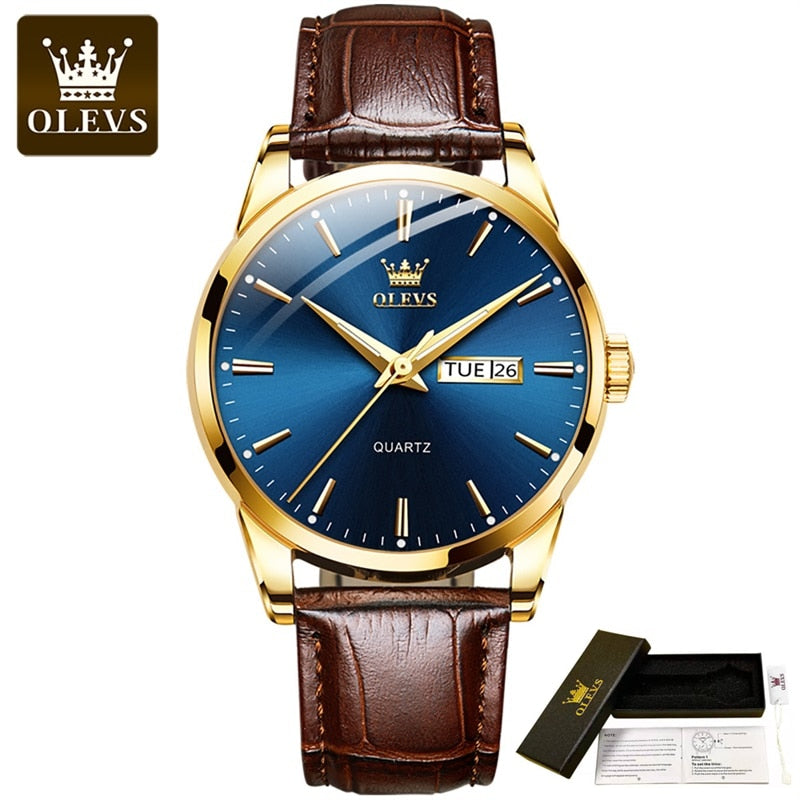 New Elite Mens Quartz Watches Business Dress Waterproof Wristwatch Men Luxury Breathable Leather Sports watch men Gifts