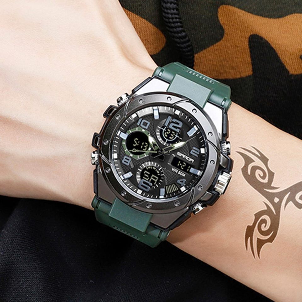 Sports Men Wrist Watch Top Brand Luxury Military Quartz Watch For Men Waterproof S Shock Male Clock relogio masculino Green, China