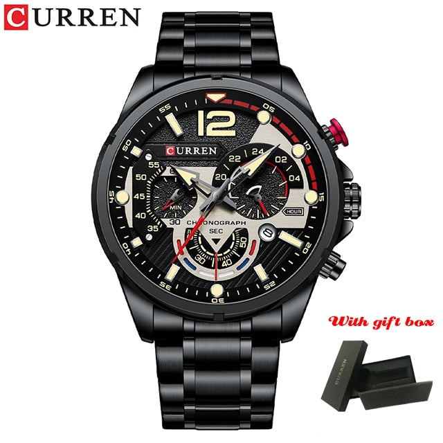 Casual Business Chronograph Waterproof Stainless Steel Watch Mens New Luxury Fashion Quartz Men Watches