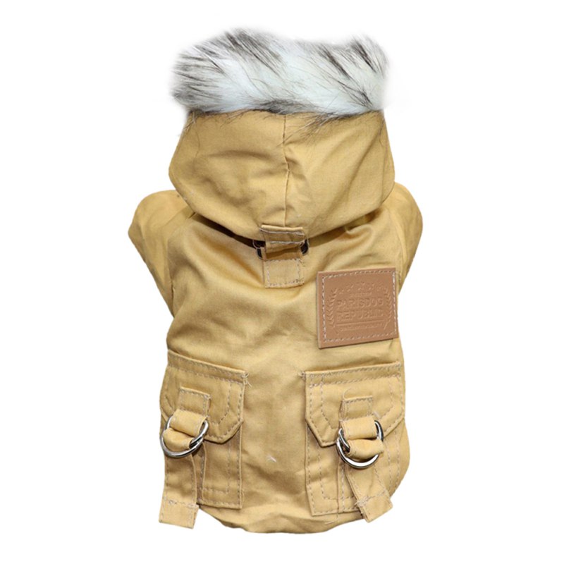 Dog Clothes Winter Puppy Pet Dog Coat Jacket For Small Medium Dogs Thicken Warm Chihuahua Yorkies Hoodie Pets Clothing Khaki, XS