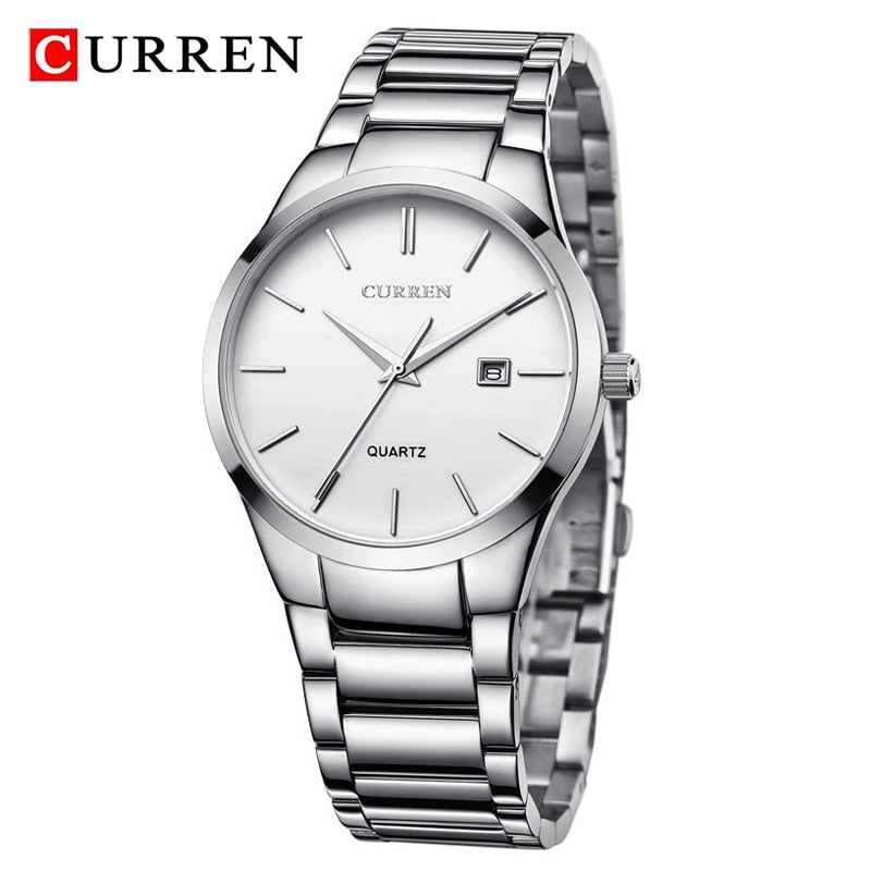 Men Watch Waterproof Simple Fashion Stainless Steel Strap Quartz