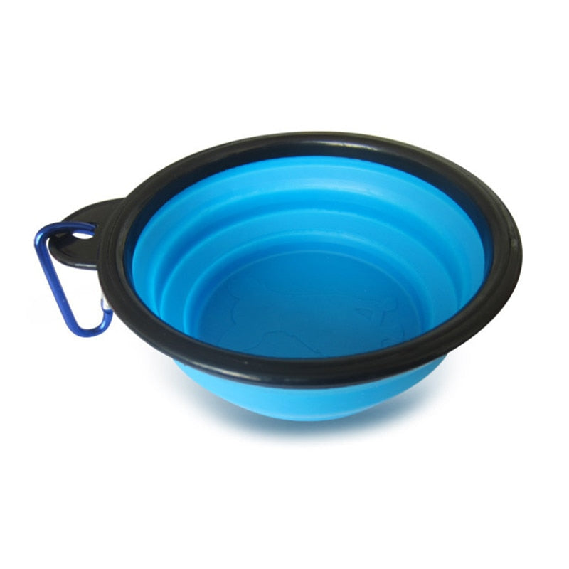 Pet Dog Cat Feeding Water Folding Bowl With Buckle Pet Bowl Outdoor Portable Dog Bowl Utensils Universal Pet Equipment blue, One size