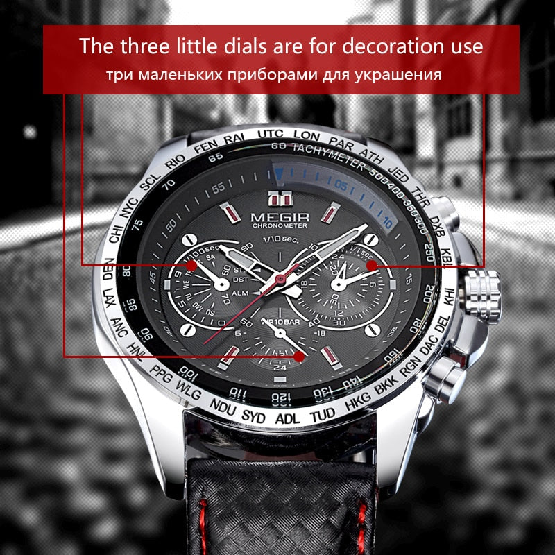 Man Quartz wristwatch brand waterproof leather watches for men casual black watch for male