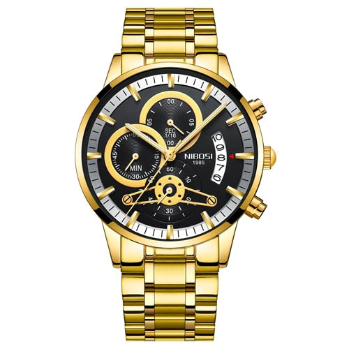 Quartz Watch Men Gold Black Mens Watches Top Brand Luxury Chronograph Sports Watches Luminous Waterproof