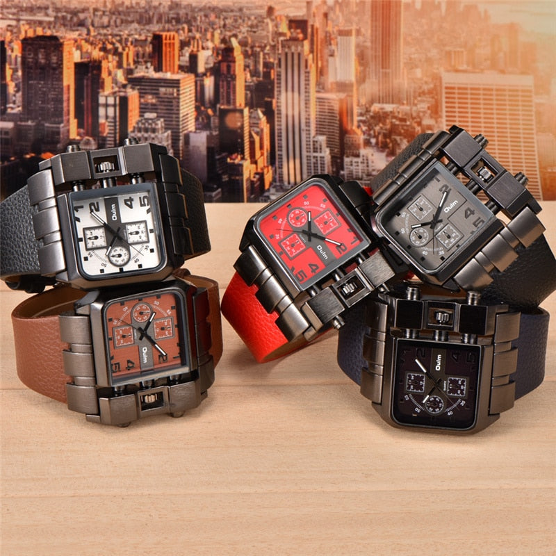 Casual Wristwatch Square Dial Wide Strap Men Quartz Watch Luxury Brand Male Clock Super Big Men Watches montre homme