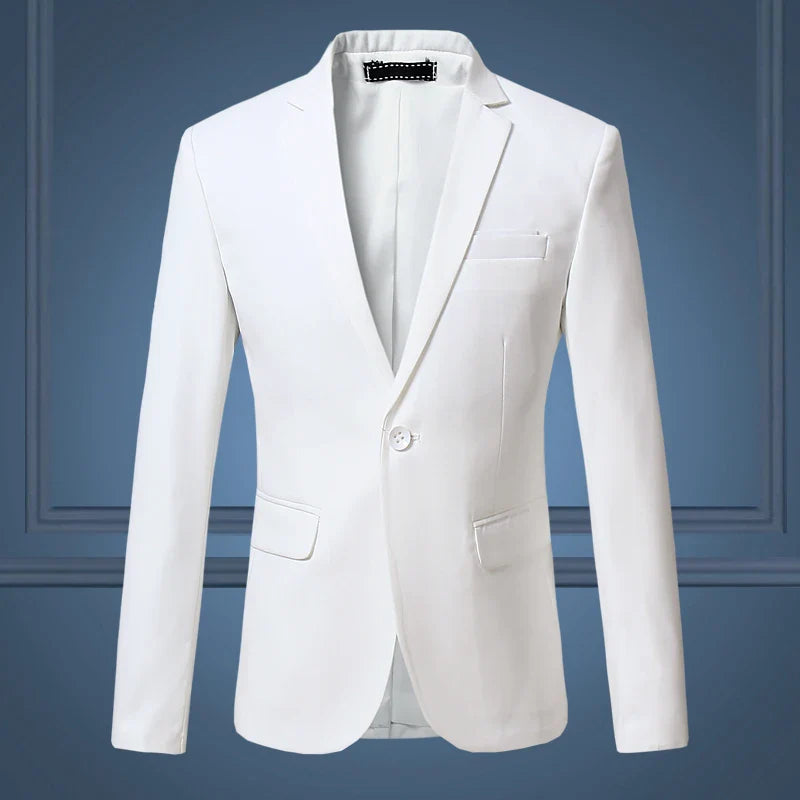 New High Quality Gentleman Men Slim Casual Large Size business Casual Blazer WHITE, Asia M(165cm-50kg)