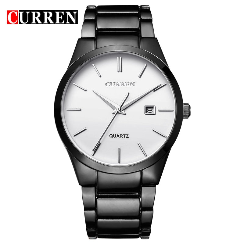 Luxury Classic Fashion Business Men Watches Display Date Quartz Watch Wristwatch Stainless Steel Male Clock Reloj Hombre