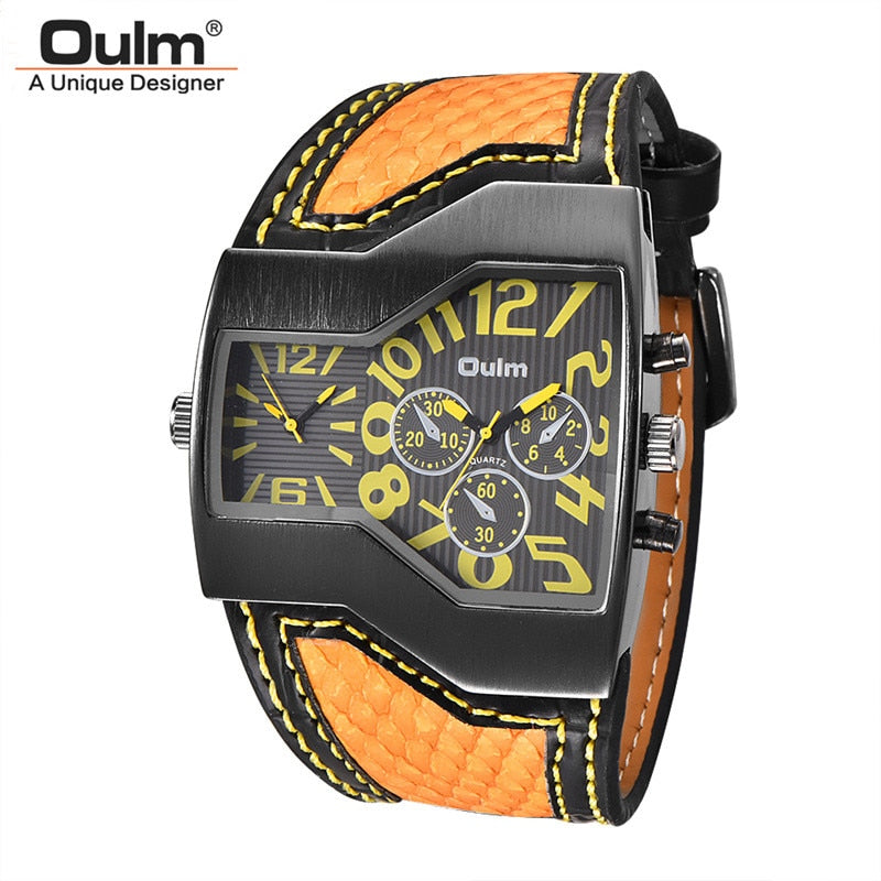 Classic Style Two Time Zone Men Watches PU Leather Wristwatch Male Quartz Clock Casual Man Hours relogio masculino