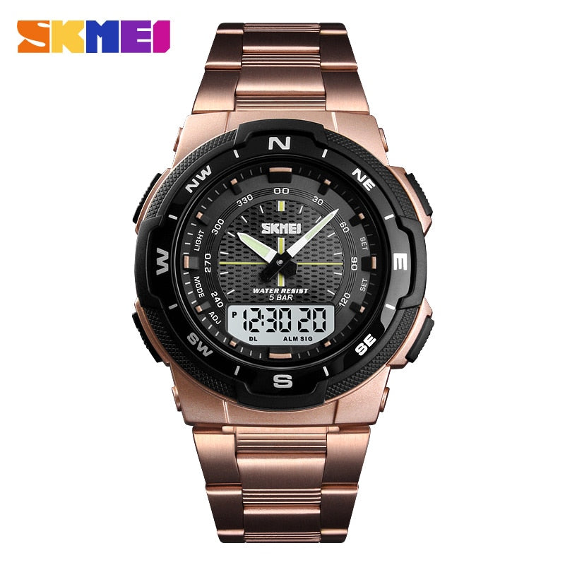 Men Watch Fashion Quartz Sports Watches Stainless Steel Strap Men Watches Top Brand Luxury Business Waterproof Wrist Watch rose gold