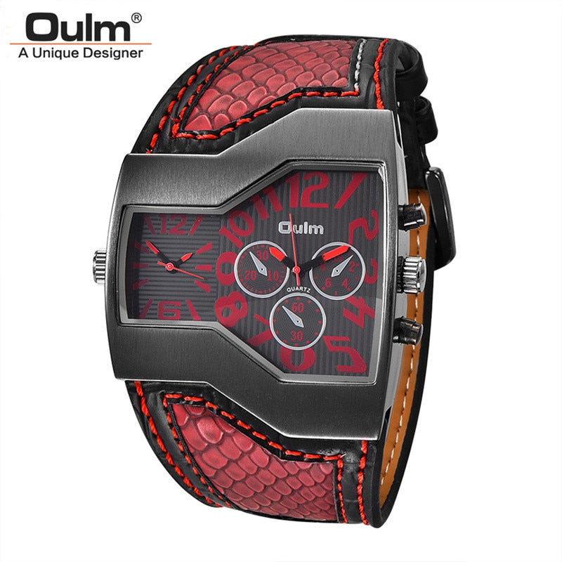 Classic Style Two Time Zone Men Watches PU Leather Wristwatch Male Quartz Clock Casual Man Hours relogio masculino