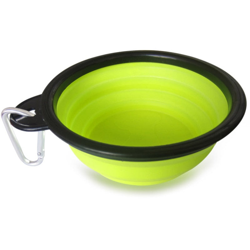 Pet Dog Cat Feeding Water Folding Bowl With Buckle Pet Bowl Outdoor Portable Dog Bowl Utensils Universal Pet Equipment yellow, One size