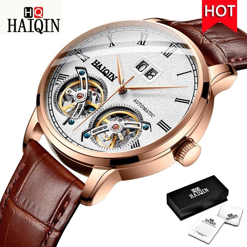 HAIQIN Men's Watches Watch Men New Luxury Waterproof Fashion/Automatic/Mechanical/Gold/Military/Watch Men Montre Homme L Gold White