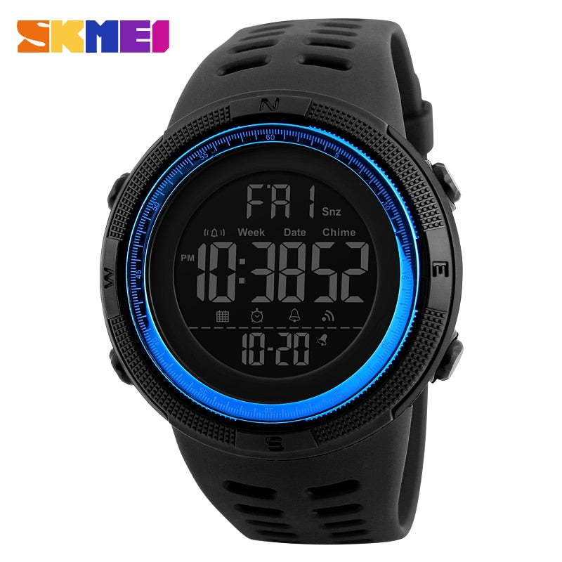 Chrono Digital Watches Mens Sport Countdown Wristwatches Men 2 time Alarm Clock Watches Male reloj hombre 1251