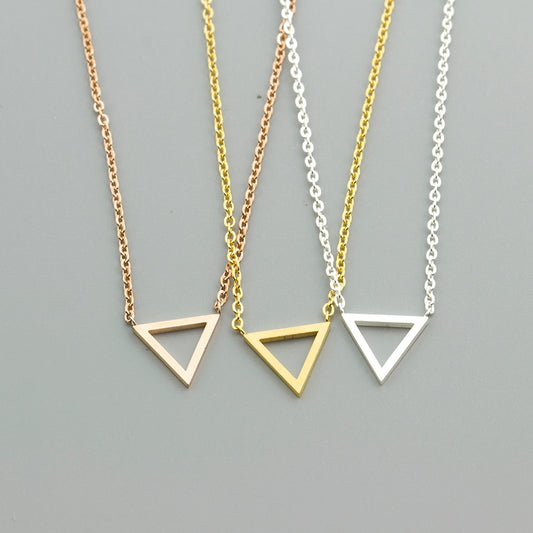 10 pcs Minimalism Jewelry Geometric Hollow Triangle Necklace Stainless Steel Bijoux Femme Chocker Best Friends Gift