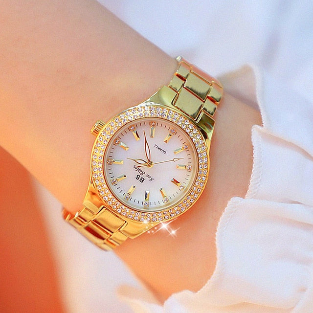 Ladies Wrist Watches Dress Gold Watch Women Crystal Diamond Watches Stainless Steel Silver Clock Women Montre Femme gold