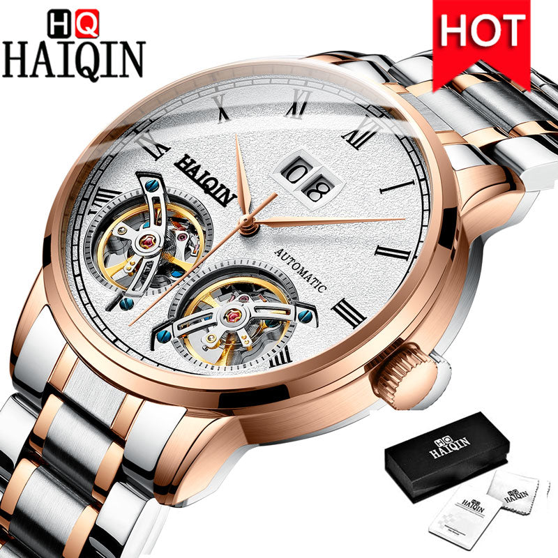 HAIQIN Men's Watches Watch Men New Luxury Waterproof Fashion/Automatic/Mechanical/Gold/Military/Watch Men Montre Homme S Gold White