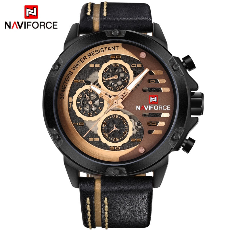 Men Watches Top Brand Luxury Waterproof 24 hour Date Quartz Watch Man Leather Sport Wrist Watch Men Waterproof Clock BRGBN, China