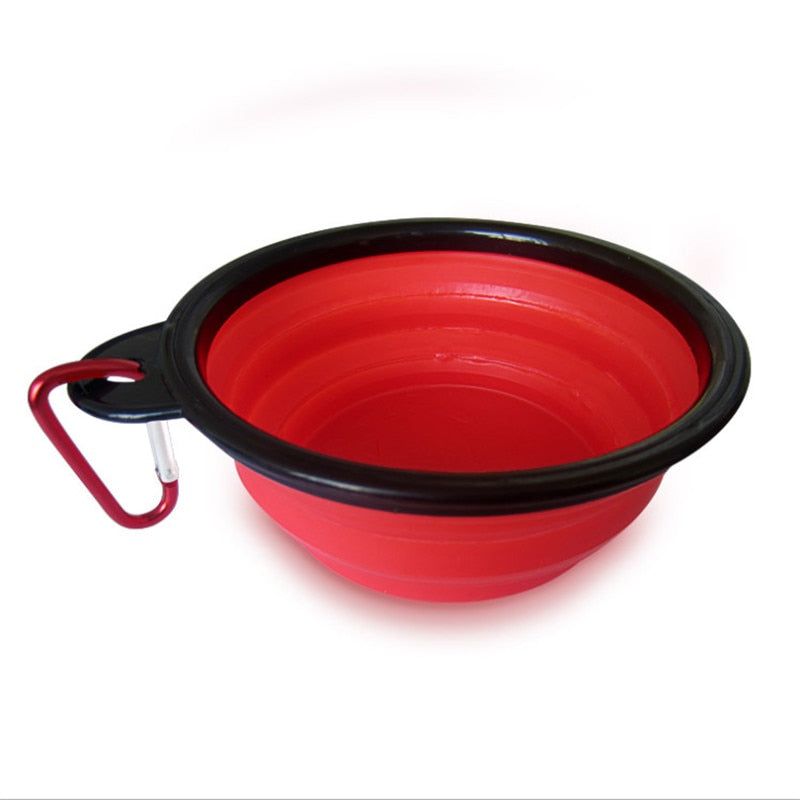 Pet Dog Cat Feeding Water Folding Bowl With Buckle Pet Bowl Outdoor Portable Dog Bowl Utensils Universal Pet Equipment red, One size