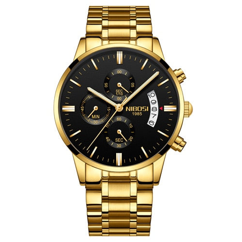 Quartz Watch Men Gold Black Mens Watches Top Brand Luxury Chronograph Sports Watches Luminous Waterproof 08