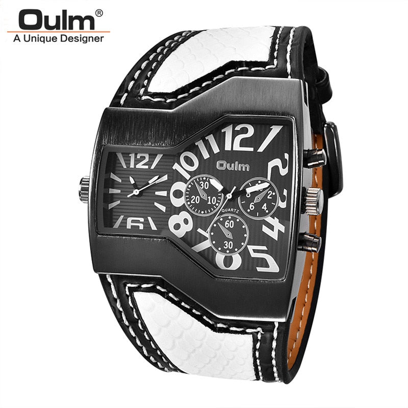 Classic Style Two Time Zone Men Watches PU Leather Wristwatch Male Quartz Clock Casual Man Hours relogio masculino