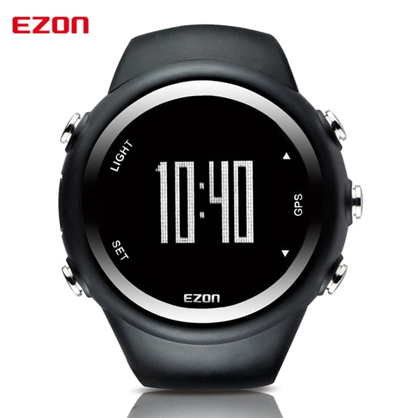 Men Digital Sport Wrist watch GPS Running Watch With Speed Pace Distance Calorie Burning  Stopwatch 50M Waterproof EZON T031 Black, China