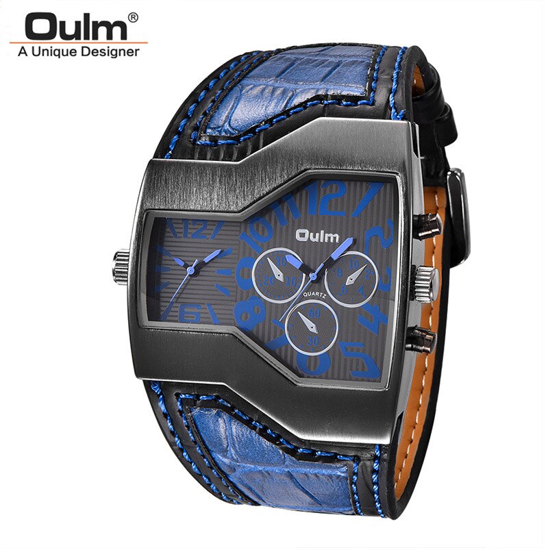 Classic Style Two Time Zone Men Watches PU Leather Wristwatch Male Quartz Clock Casual Man Hours relogio masculino