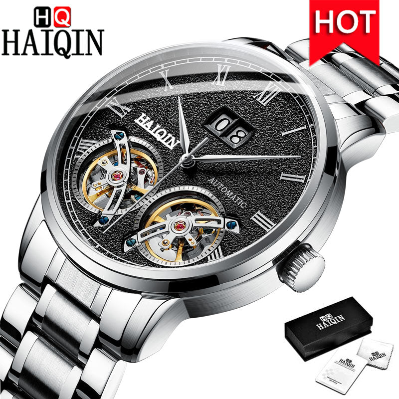 HAIQIN Men's Watches Watch Men New Luxury Waterproof Fashion/Automatic/Mechanical/Gold/Military/Watch Men Montre Homme S Black Silver