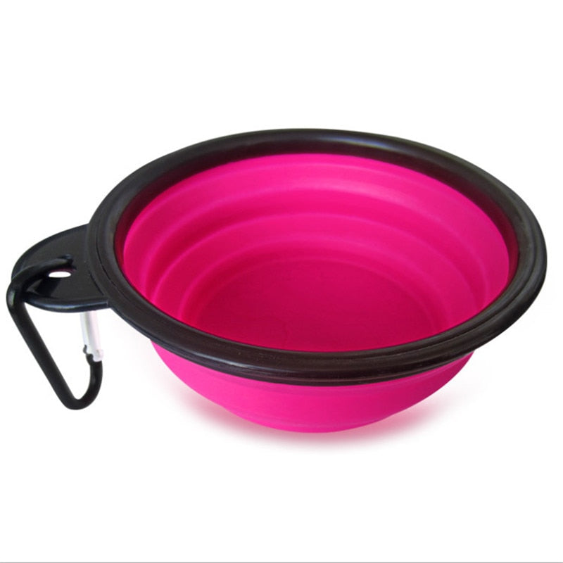 Pet Dog Cat Feeding Water Folding Bowl With Buckle Pet Bowl Outdoor Portable Dog Bowl Utensils Universal Pet Equipment Pink, One size