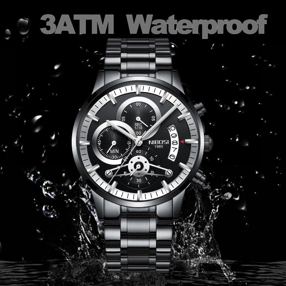 Quartz Watch Men Gold Black Mens Watches Top Brand Luxury Chronograph Sports Watches Luminous Waterproof