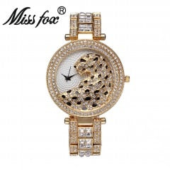 Women Quartz Watch Fashion Bling Casual Ladies Watch Female Quartz Gold Watch Crystal Diamond Leopard For Women Clock V227-GB, China