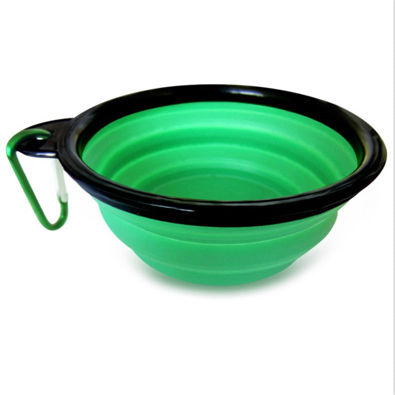 Pet Dog Cat Feeding Water Folding Bowl With Buckle Pet Bowl Outdoor Portable Dog Bowl Utensils Universal Pet Equipment green, One size